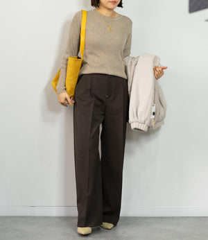 ラメリブクルーネックスリムニット