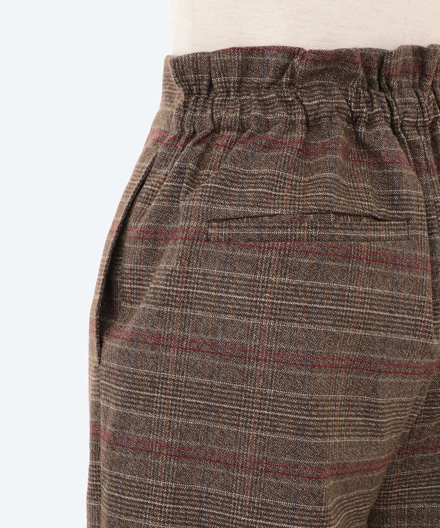 ワイドチェック柄ベルトパンツ