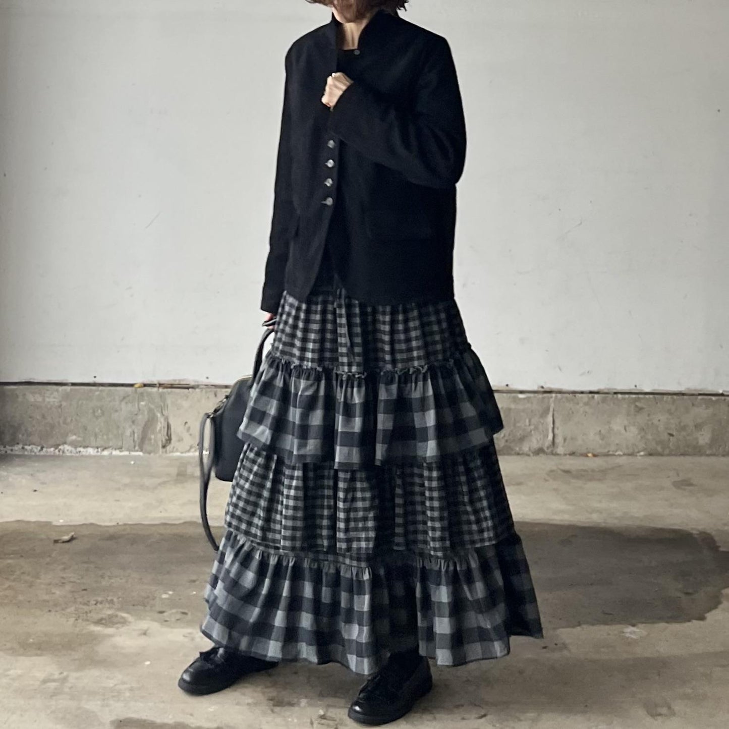 ブロックチェックティアードスカート