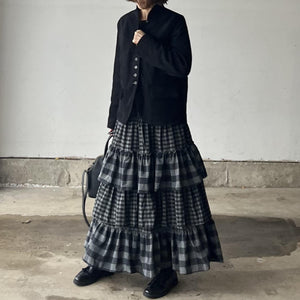 ブロックチェックティアードスカート