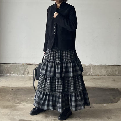 ブロックチェックティアードスカート