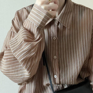 シアーストライプオーバーシャツ