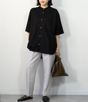 接触冷感バンドカラーシャツ