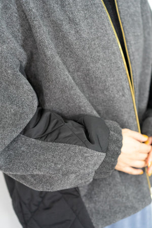 メランジ切替ノーカラーコート