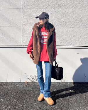 フェイクファーフードベスト