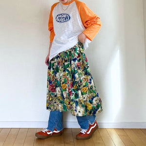 ヴィンテージ風フラワーギャザースカート