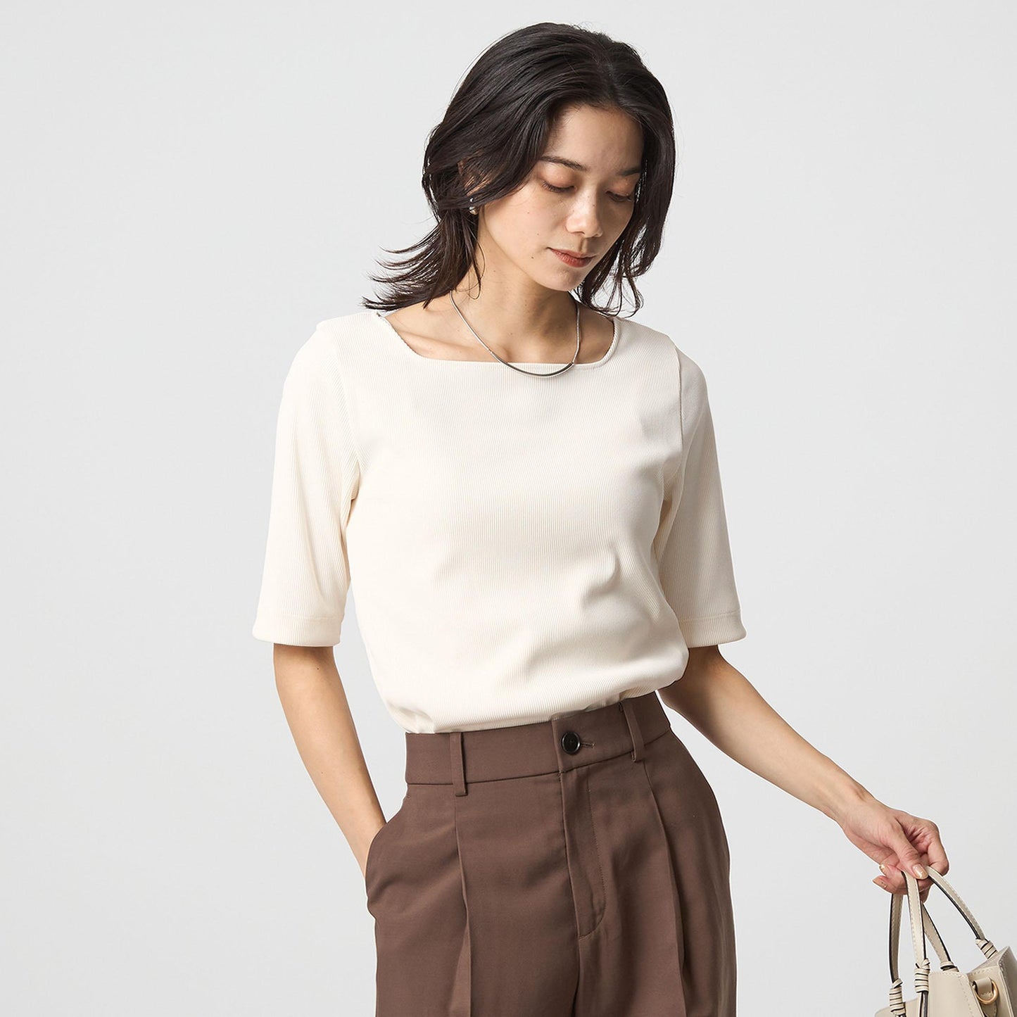 ニットライク スクエアネック カットソー