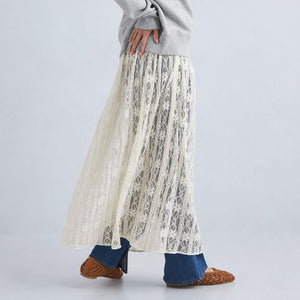 2WAY レース ロング スカート