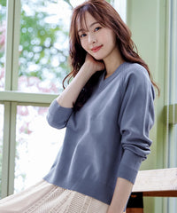 ブルー系・Vネック:ブルーL