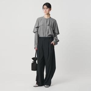 【WEB限定 Wardrobe DAILY MINIMAL】フリルレイヤーブラウス ウォッシャブル