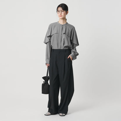 【WEB限定 Wardrobe DAILY MINIMAL】フリルレイヤーブラウス ウォッシャブル