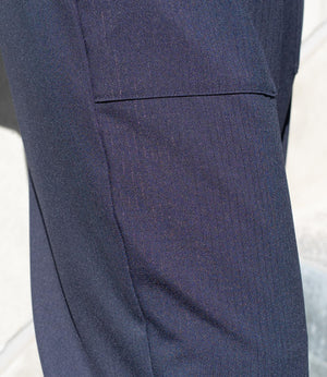 フィルムストライプストレートパンツ