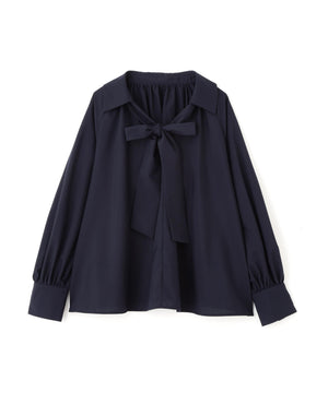 スキッパーリボンタイブラウス