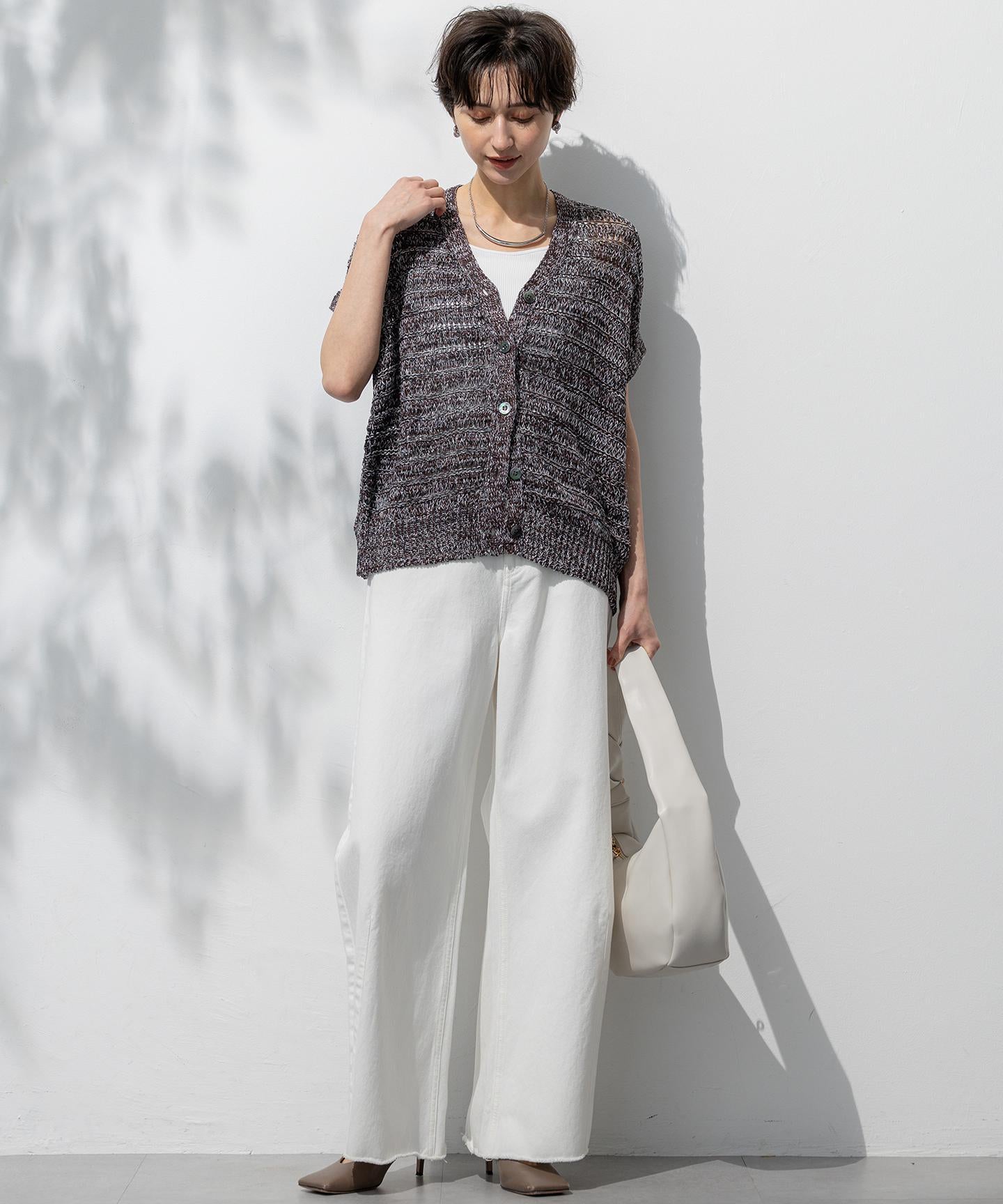 テープミックススカシ ドルマン ニットベスト