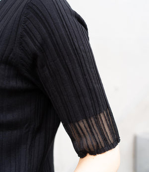 バイカラーシアースリーブスリムニット