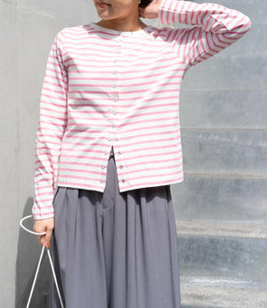 ボーダースナップカーディガン