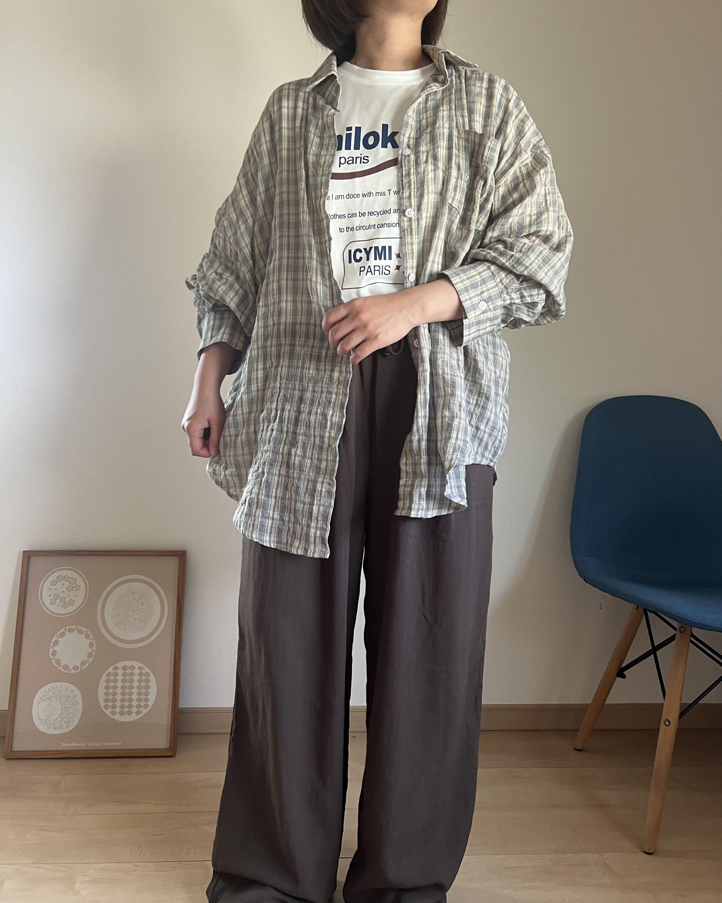 リネンシアーチェックシャツ