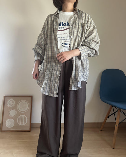 リネンシアーチェックシャツ