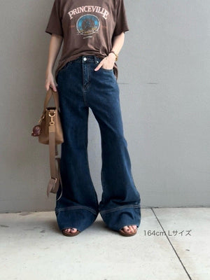 パネルヘムストレートデニム