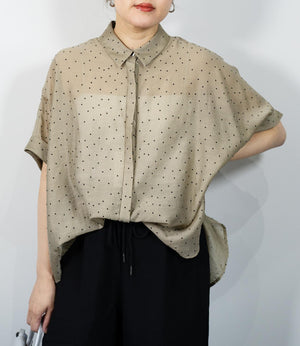 シアーフロッキードットブラウス