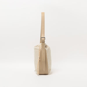 レザーライク×メッシュ コンビ ショルダーバッグ