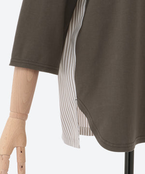 7分袖異素材切替カットソー