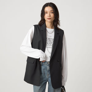 ツイードライク ジレ マシンウォッシャブル 帯電防止