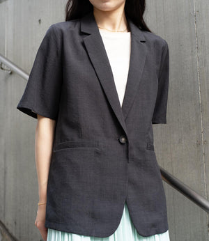 リネンライクハーフスリーブテーラードジャケット
