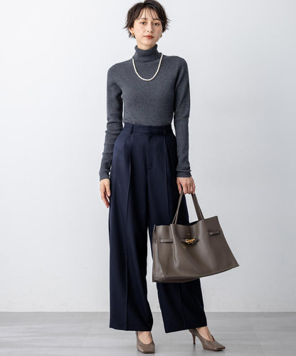 ウーステッドウール リブタートル ニット