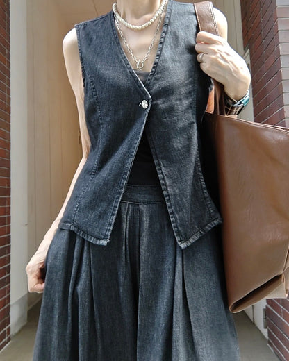 【セットアップ可】デニムベスト