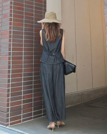 【セットアップ可】ワイドデニムパンツ