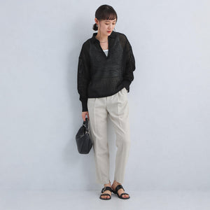 メッシュ スキッパー ニット プルオーバー -ウォッシャブル-