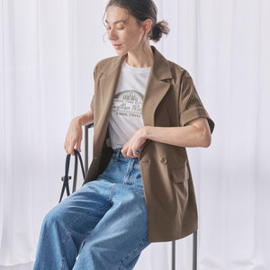 【WEB限定 Wardrobe DAILY MINIMAL】ハーフスリーブ ドルマンジャケット -ウォッシャブル-