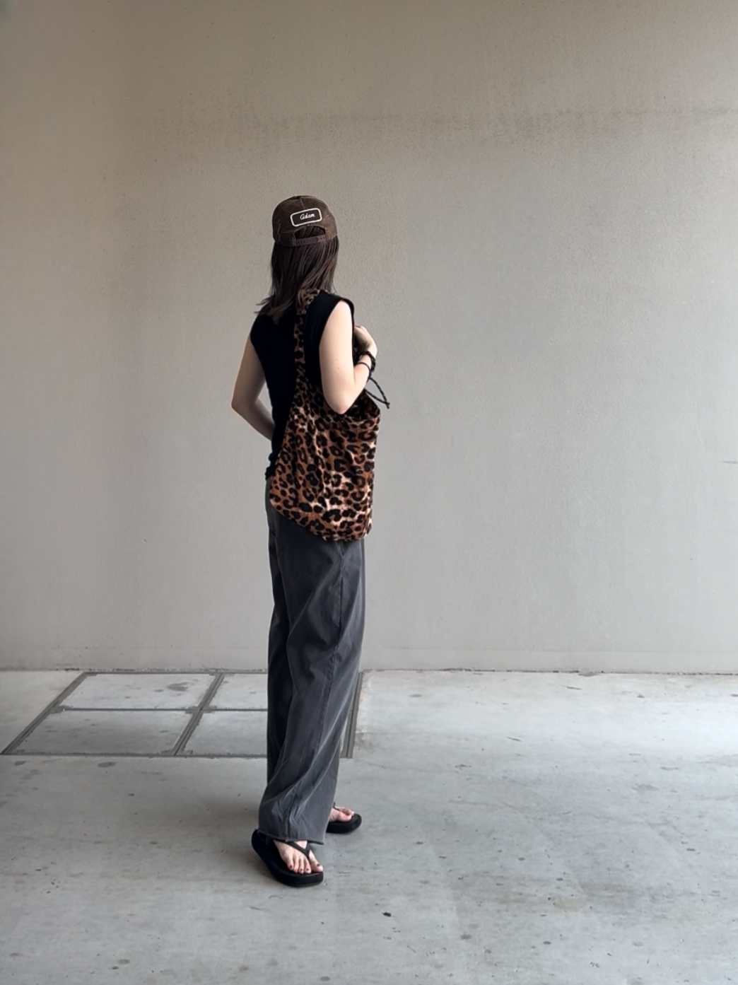 ワンハンドルレオパードトートバッグ