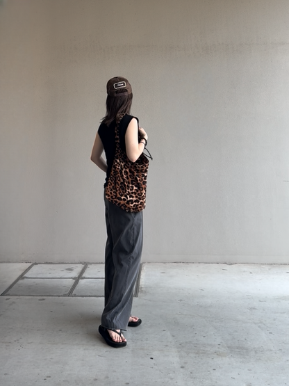 ワンハンドルレオパードトートバッグ