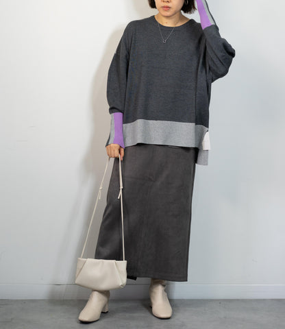 バイカラーボクシーニット