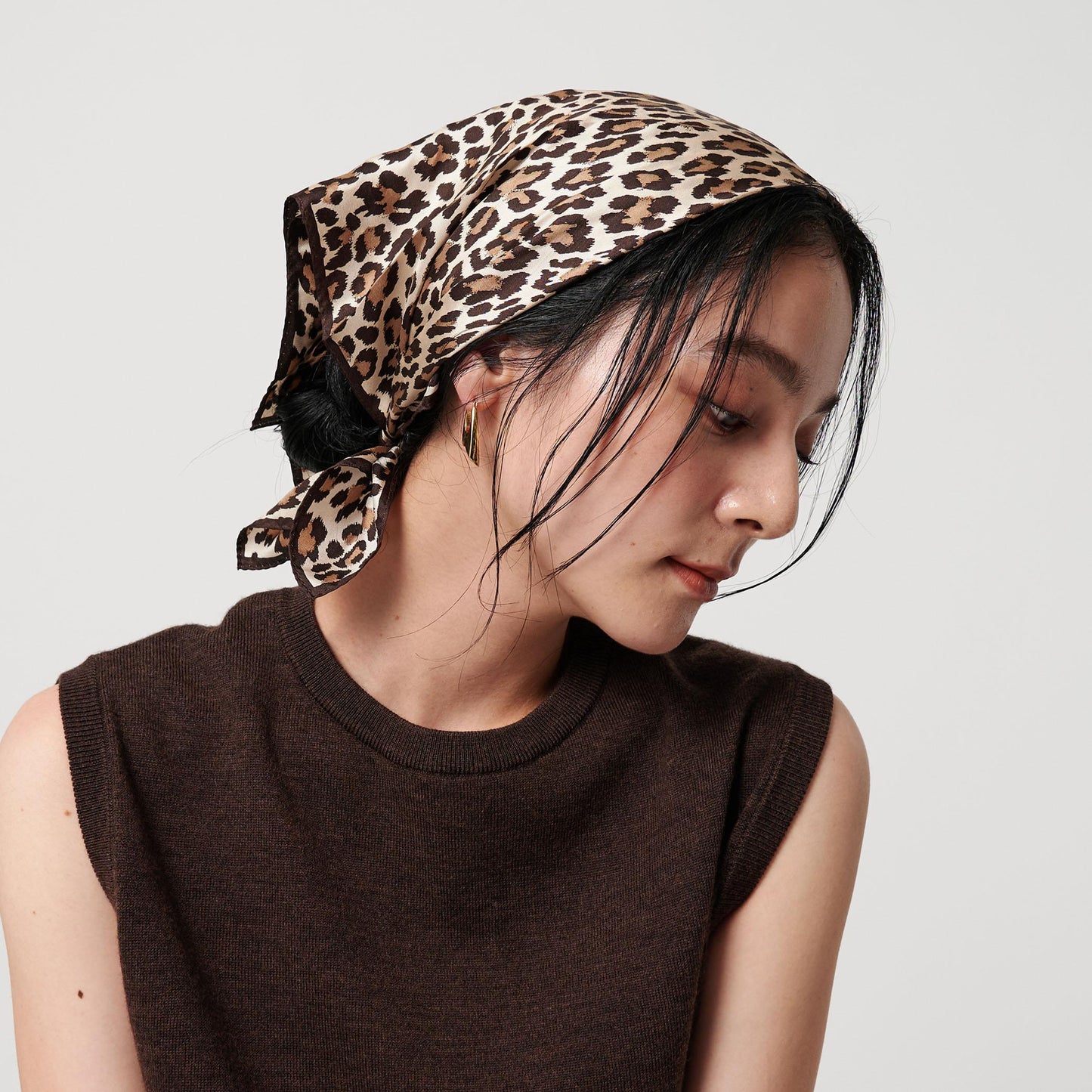シルク レオパード スカーフ