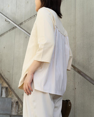 7分袖異素材切替カットソー