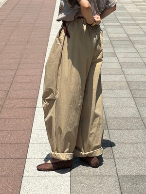 コットンワイドバレルパンツ
