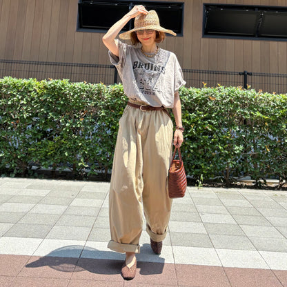 コットンワイドバレルパンツ