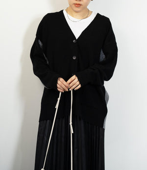 カシミアライクバイカラーカーディガン