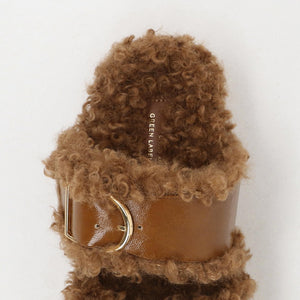 ダブルベルト フェイクファー サンダル