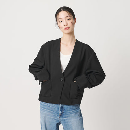 ポリエステルブレンド カラーレス ショートジャケット