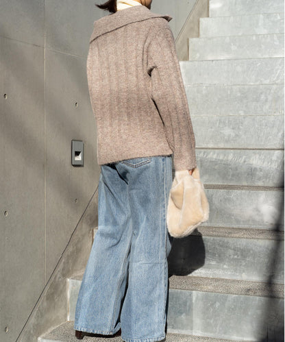 ハーフジップニット