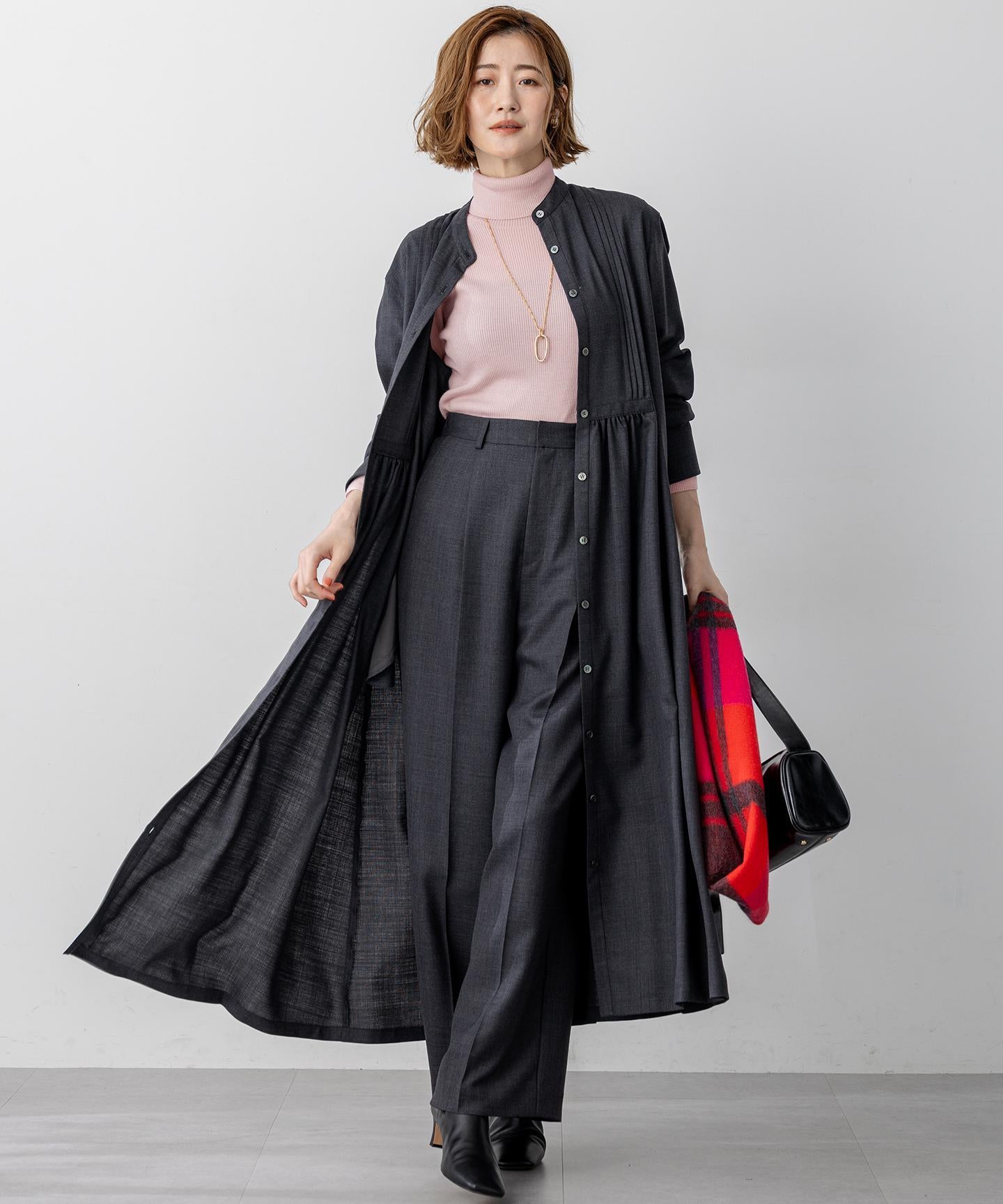 ウーステッドウール リブタートル ニット