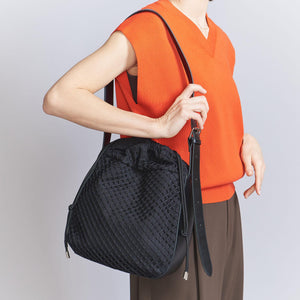 レザーライク×メッシュ コンビ ショルダーバッグ
