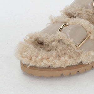 ダブルベルト フェイクファー サンダル