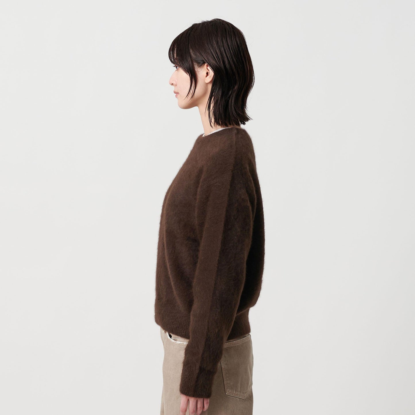 フォックスカシミヤブレンド クルーネックニットプルオーバー