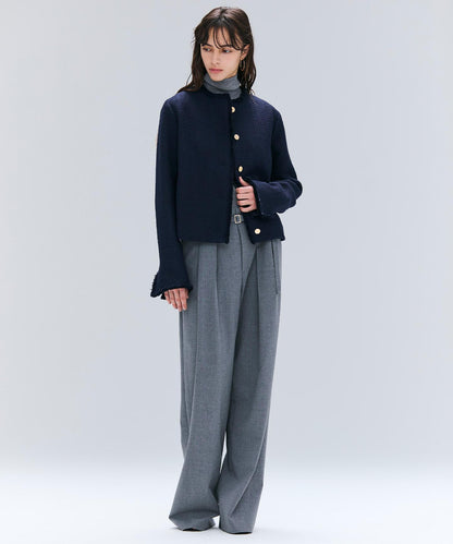 MULLIN / ウールツイードメタルボタンノーカラージャケット