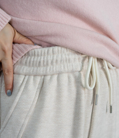 ヘリンボーン裏起毛イージーパンツ